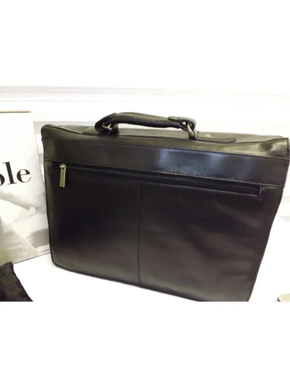 Kenneth Cole New York Black Gen Leather Laptop Briefcase W/ Dust Bag & Box New